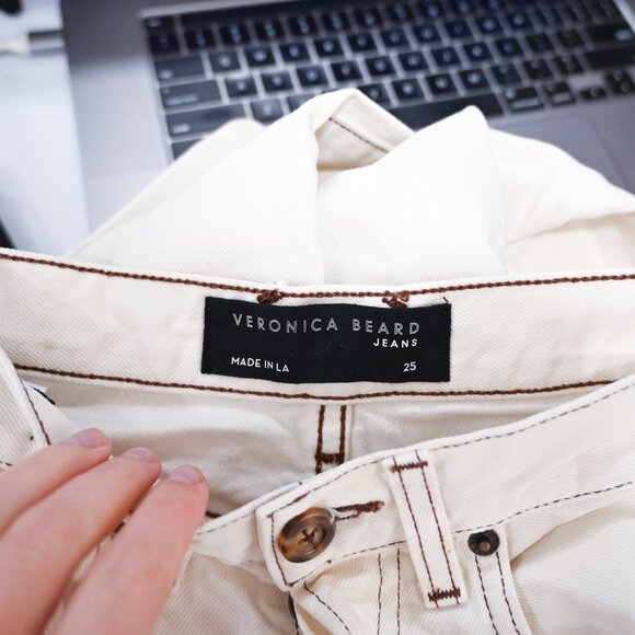 Veronica Beard Size 25 Blake Classic Straight High Rise Jeans in Ecru - Picture 7 of 8